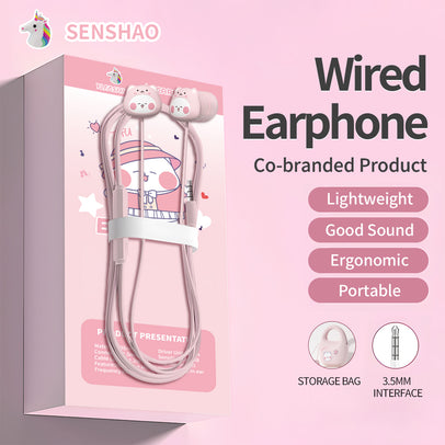 cartoon  wired earphone with mic for school  girls MOQ5K