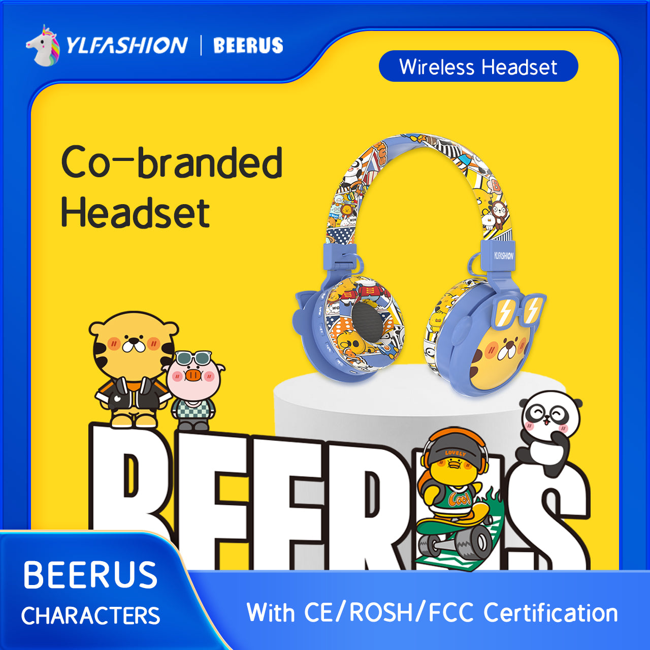 Cartoon Bluetooth Headphone With TF Card For Girls /Boys/Children YLFS-98BT